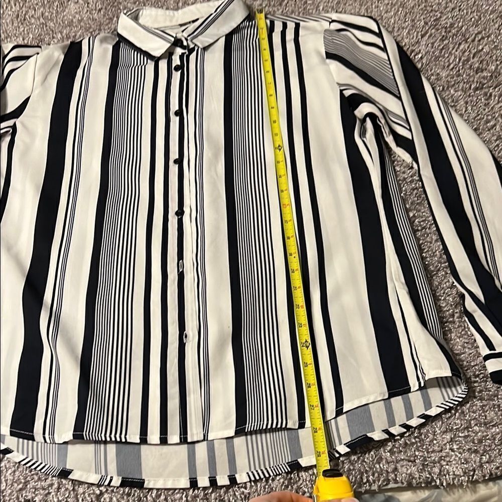 Match Striped Button-Up Blouse - Picture 3 of 5